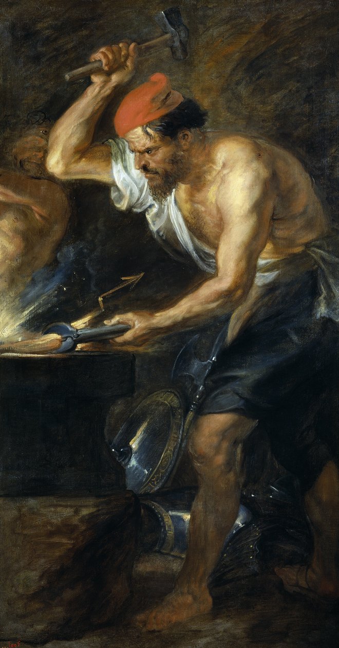 Vulcano smeedt de bliksemschichten van Jupiter door Peter Paul Rubens