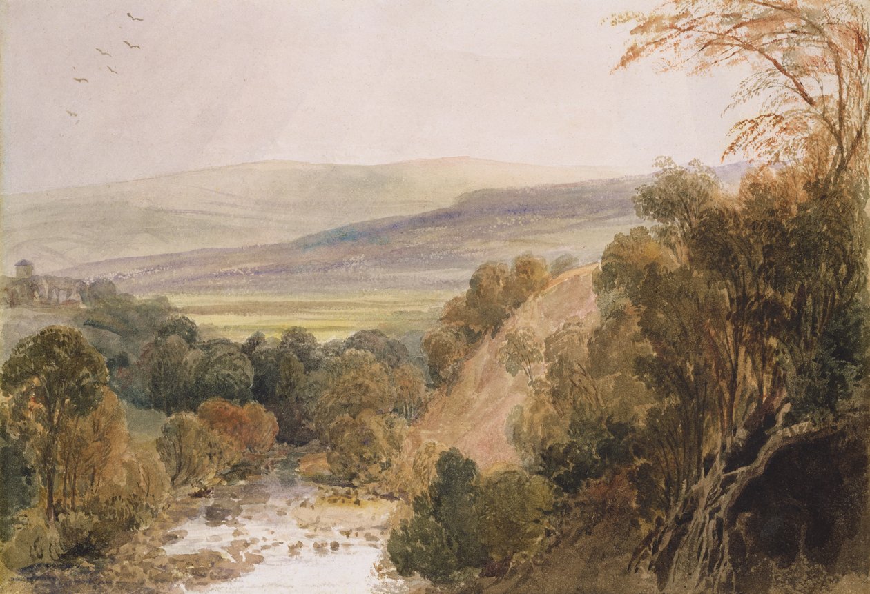 Een uitzicht op de rivier Wharfe, nabij Bolton, Yorkshire door Peter de Wint