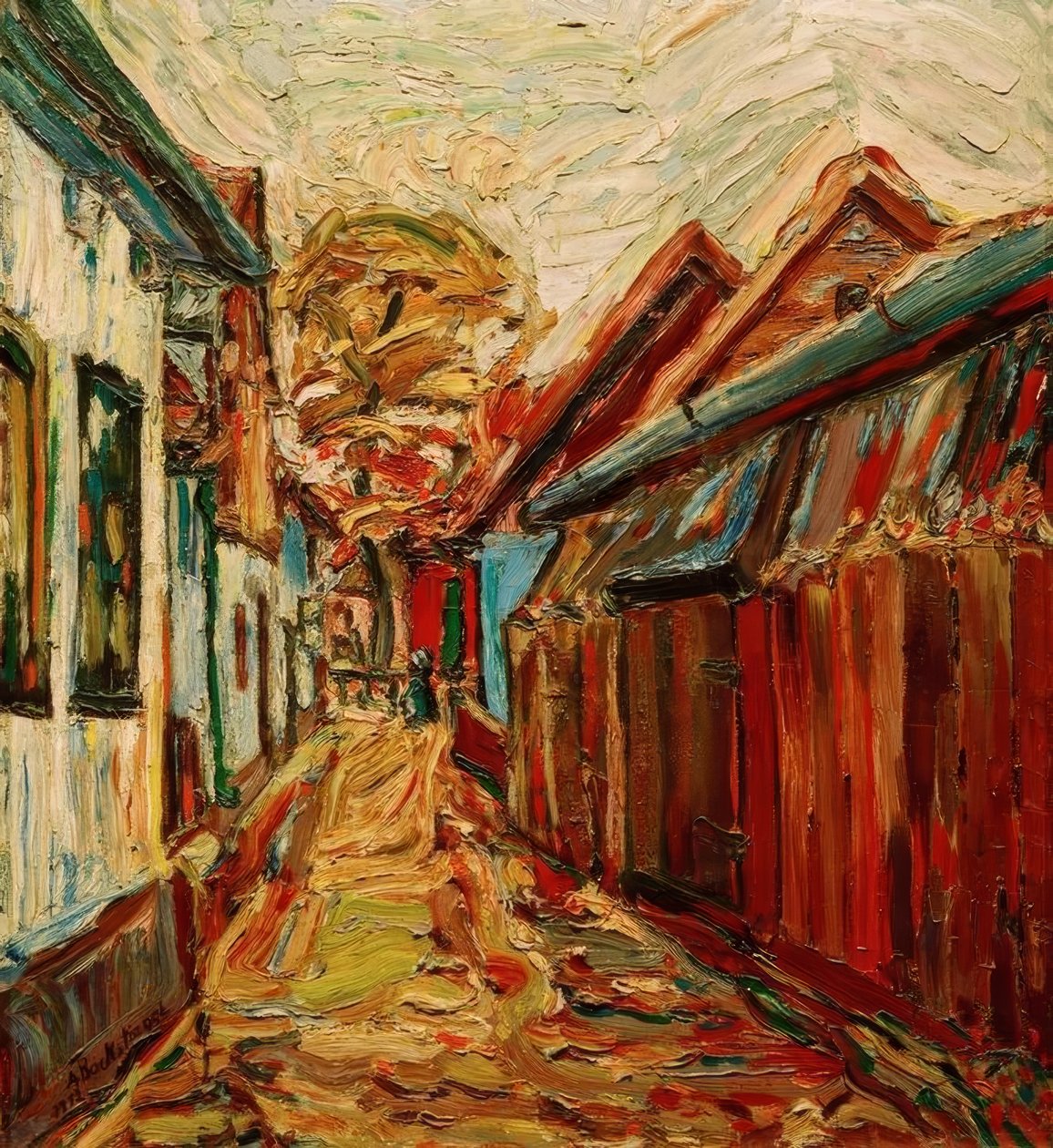 Dorpsstraat door Peter August Böckstiegel