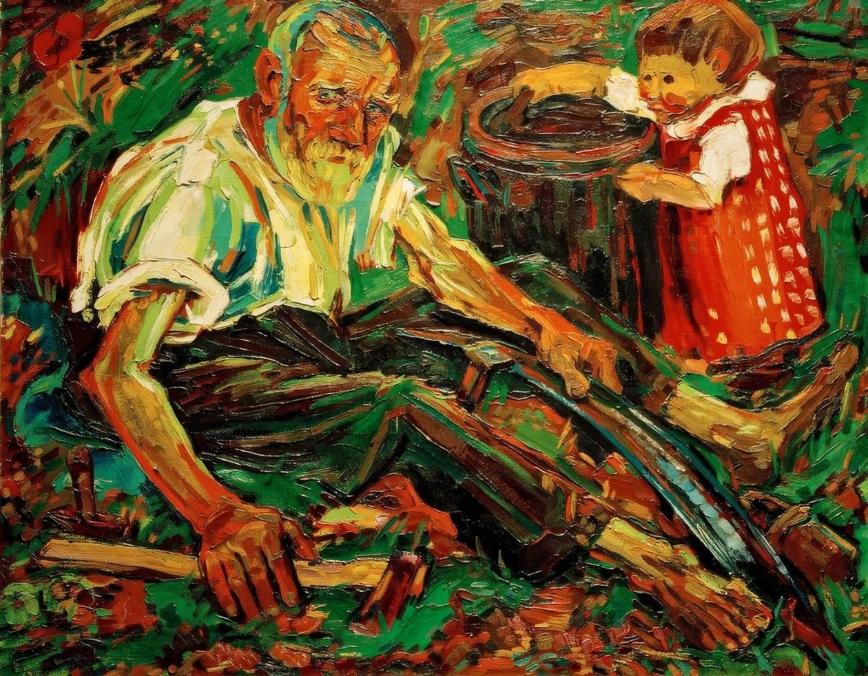 Sensendengler (Mijn vader) door Peter August Böckstiegel