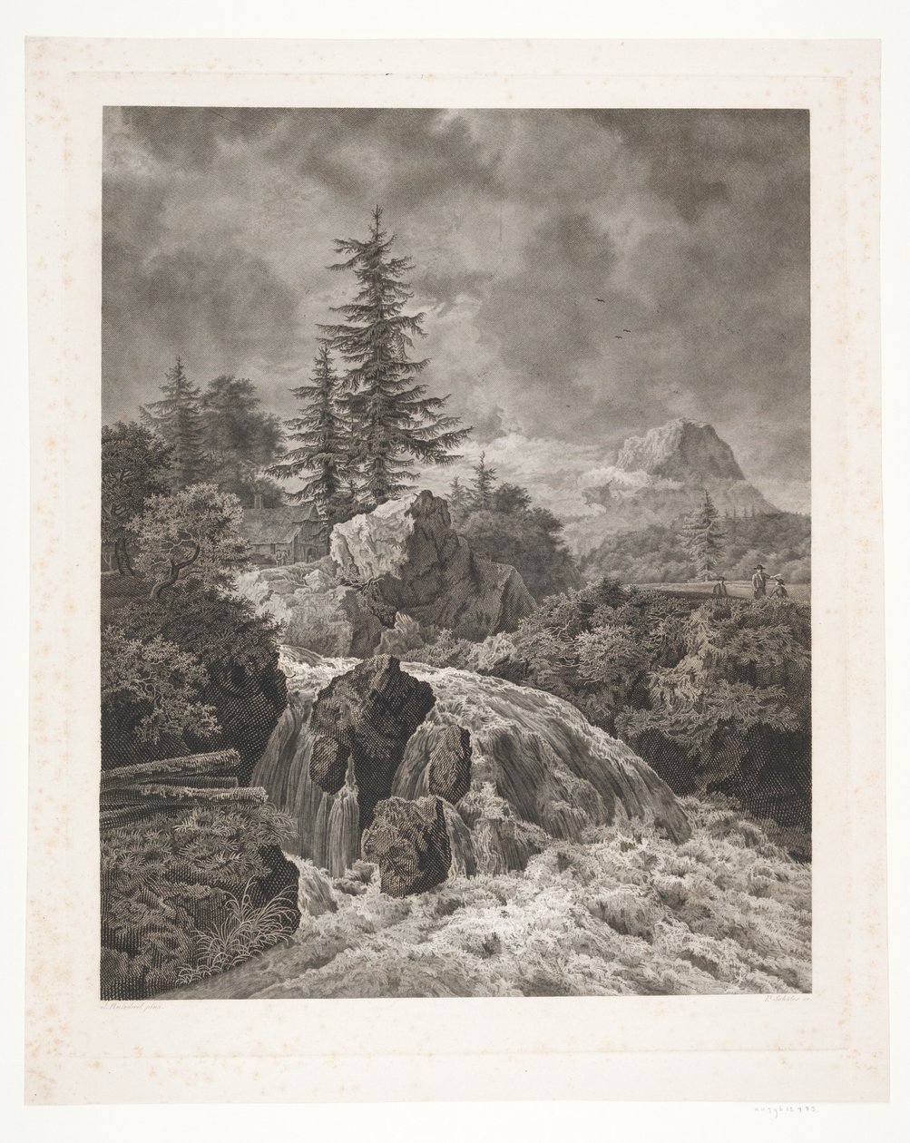 Landschap met waterval door Peter Christian Schøler