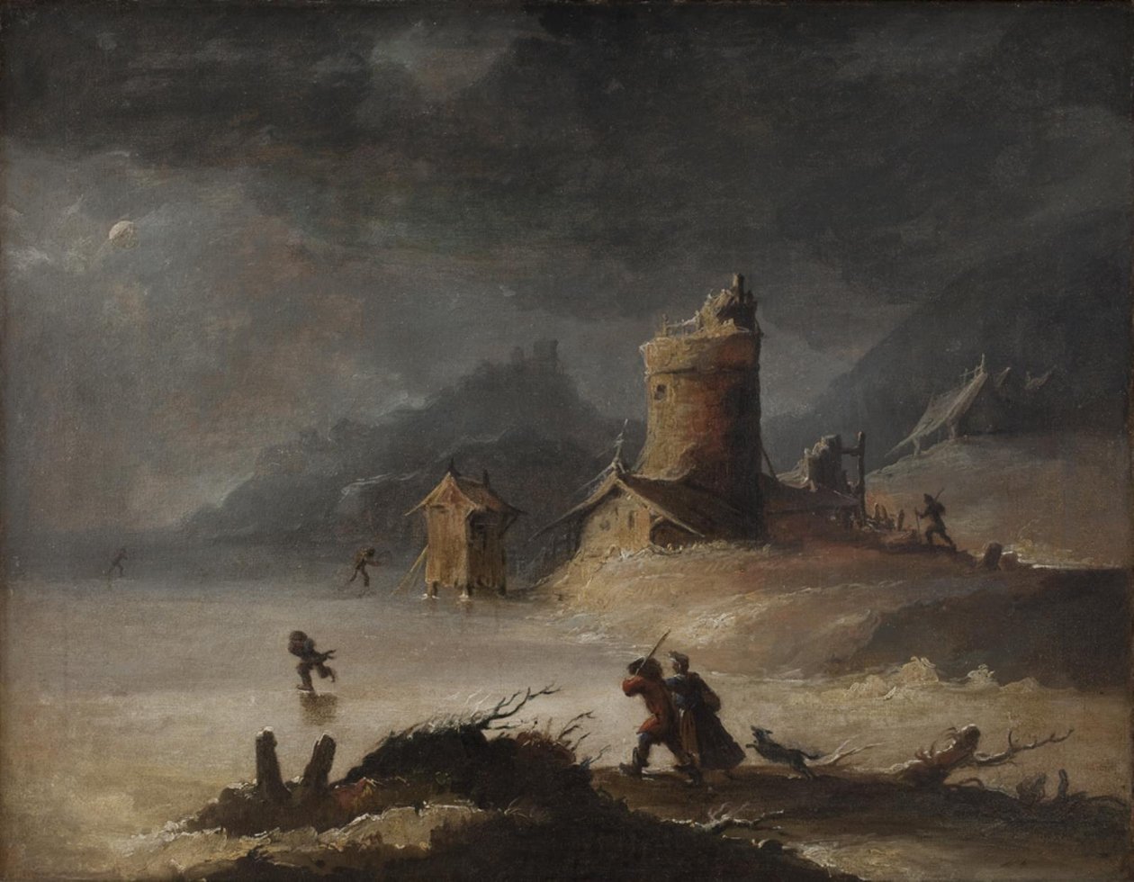 Landschap met schaatsers door Peter Cramer