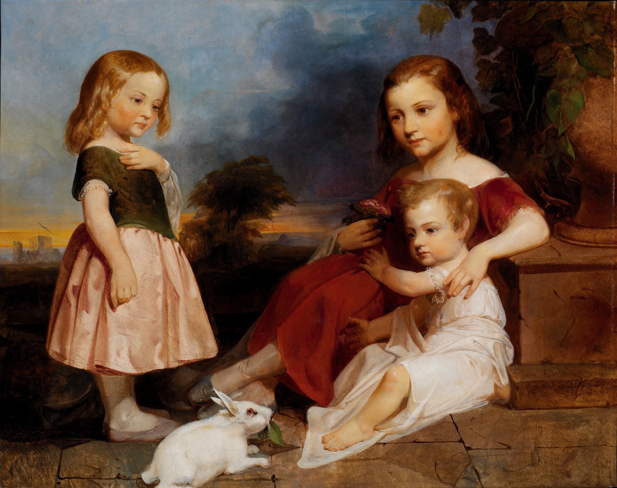 Portret van de kinderen van Downer door Peter Frederick Rothermel
