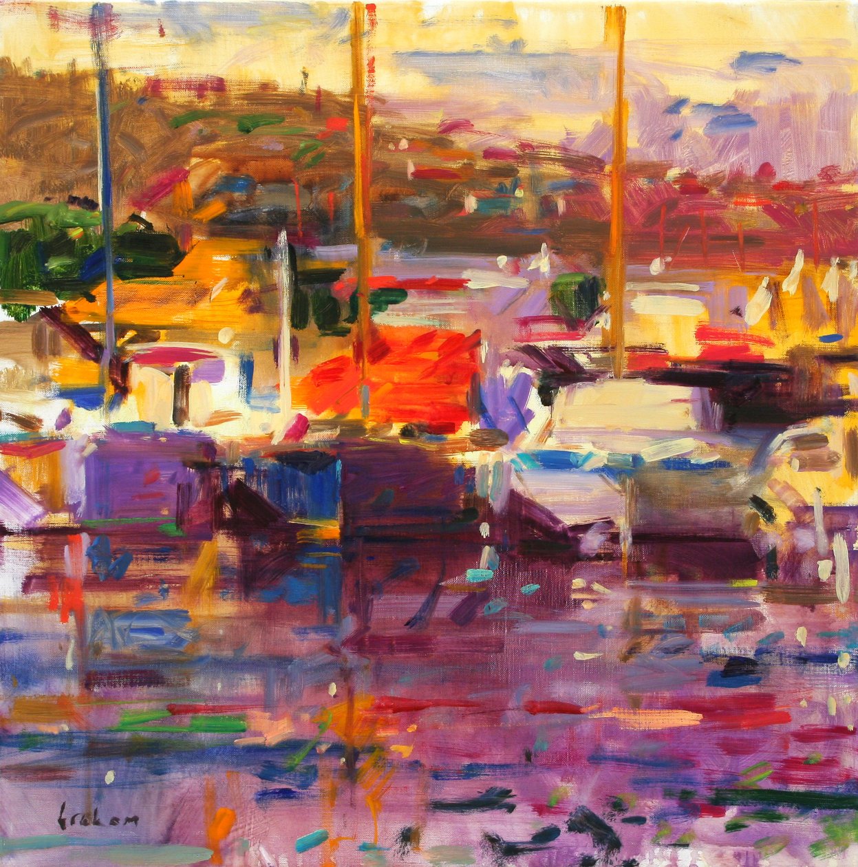 Blauwe boot, St Tropez door Peter Graham (Contemporary)