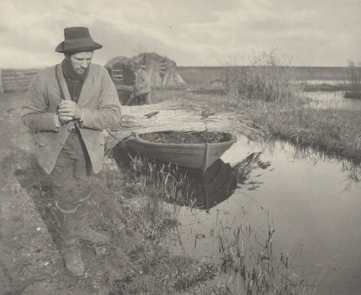 Slepen met de Reed,1886 (foto) door Peter Henry Emerson
