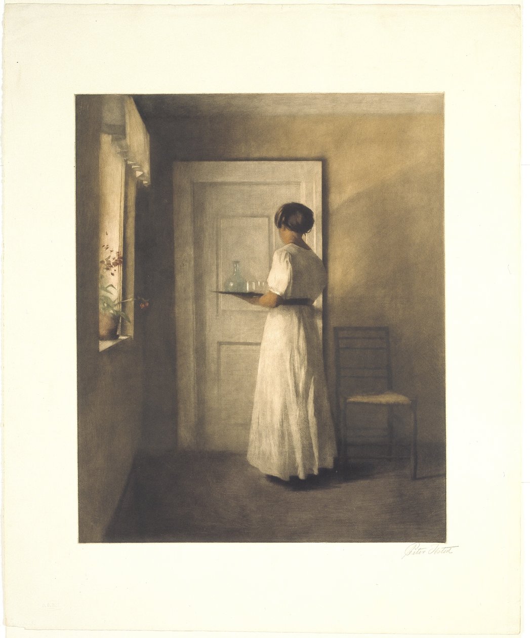 Jong meisje met een dienblad door Peter Vilhelm Ilsted