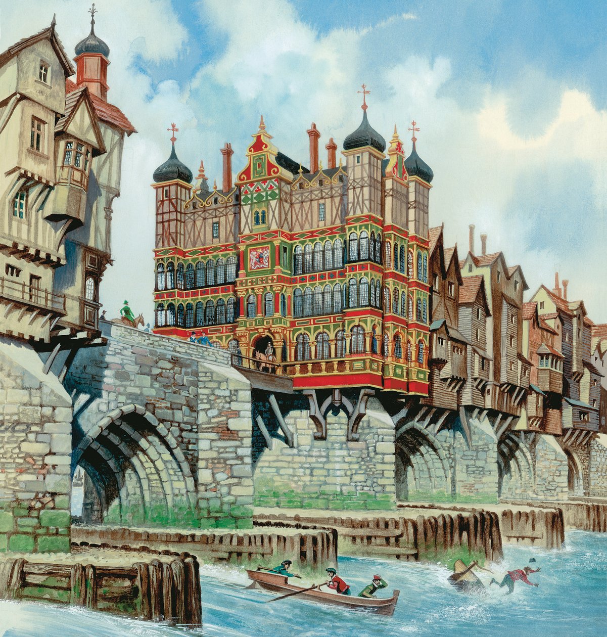 Oude Londense brug (gouache op papier) door Peter Jackson