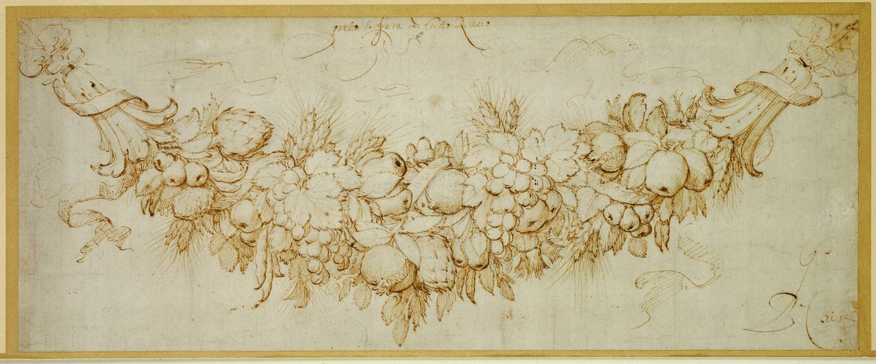 Een guirlande van oogstfruit door Peter Paul Rubens