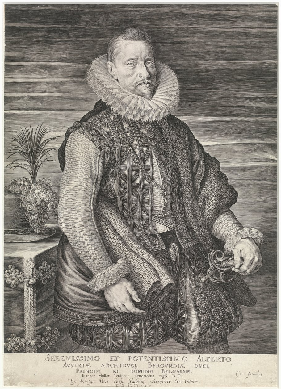Aartshertog Albert van Oostenrijk (gravure) door Peter Paul Rubens