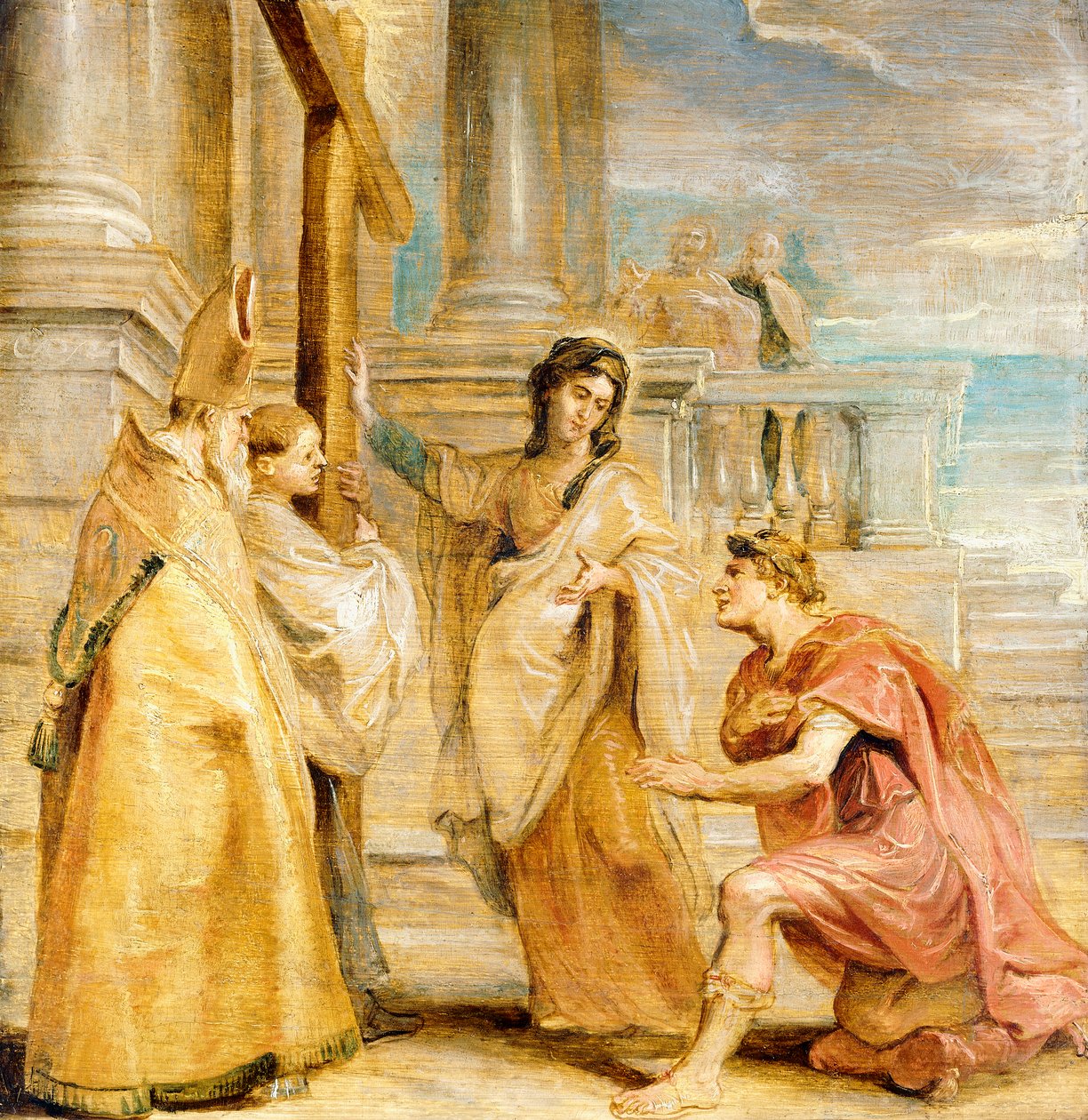 Constantijn aanbidt het ware kruis door Peter Paul Rubens