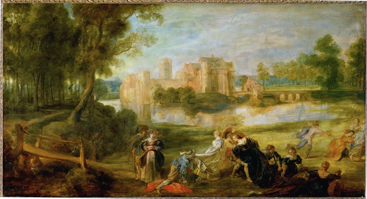 Der Schlosspark, ca.1635 (olieverf op eikenhout) door Peter Paul Rubens