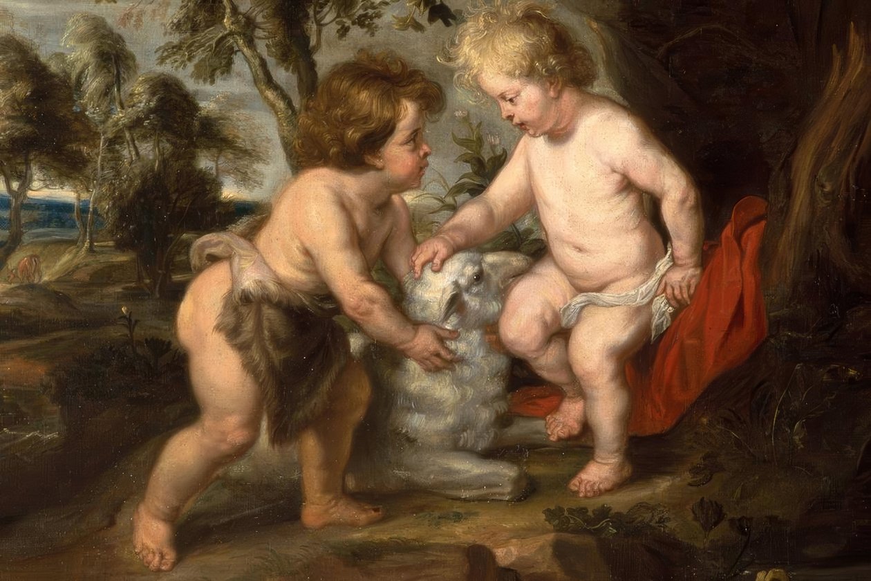 De kleine Jezus met de Johannesjongen door Peter Paul Rubens