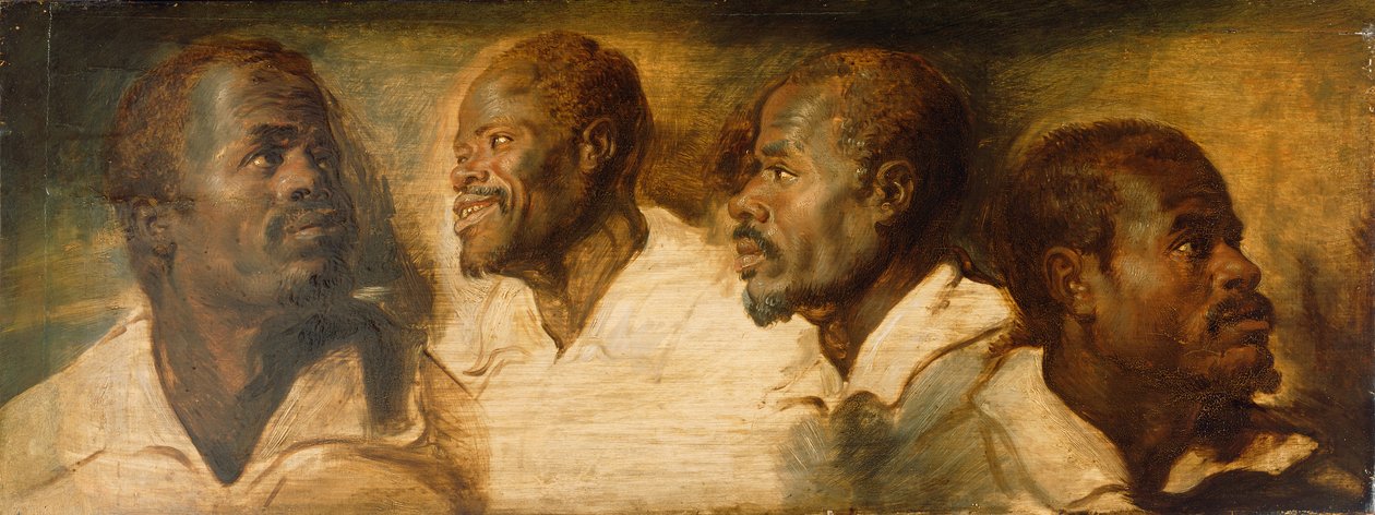 Vier studies van mannelijk hoofd, c.1617-1620 door Peter Paul Rubens