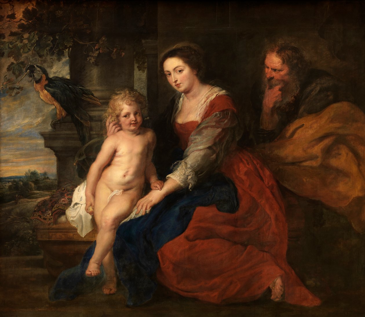 Heilige Familie met een papegaai door Peter Paul Rubens