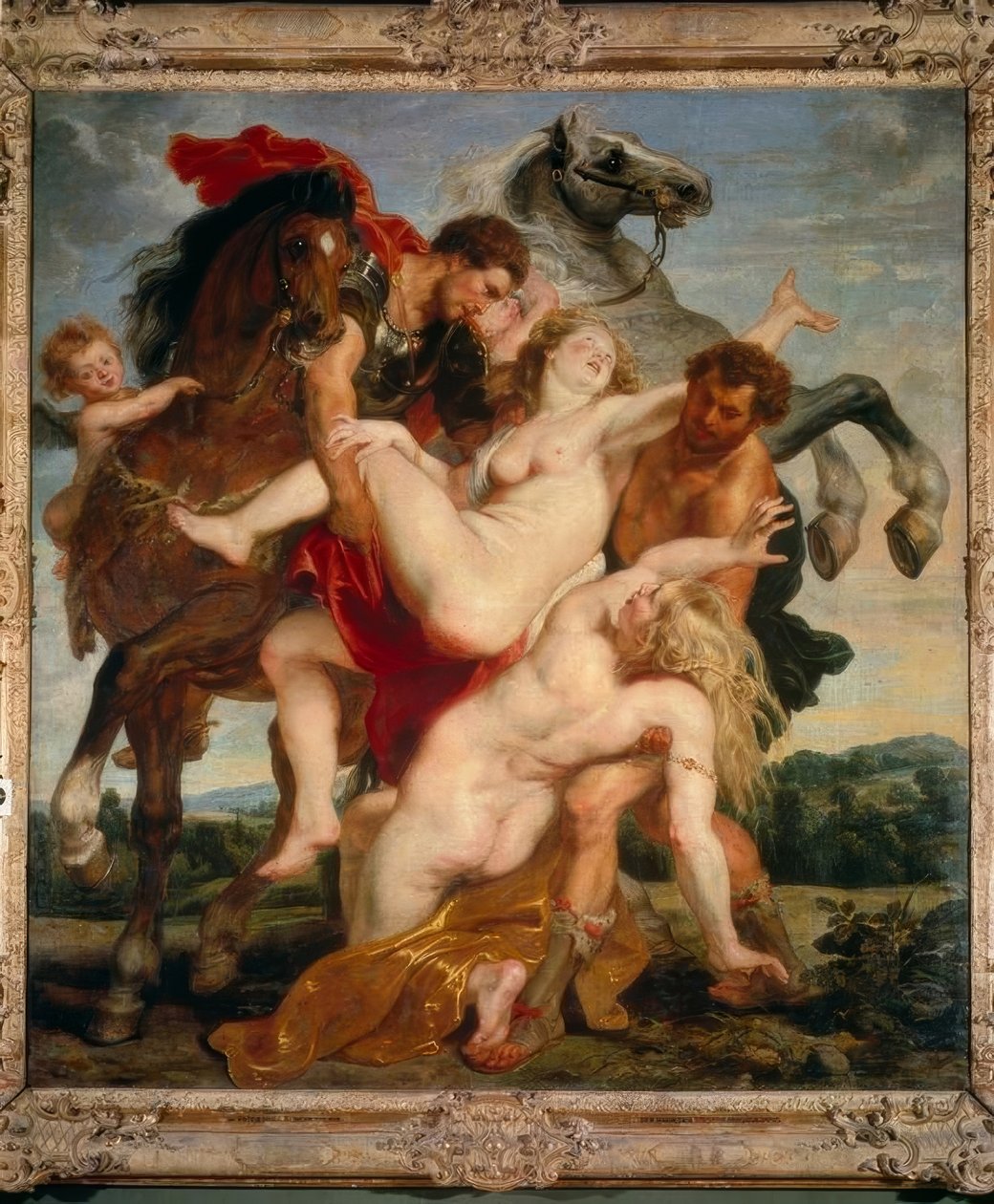 De roof van de dochters van Leukippos door Peter Paul Rubens