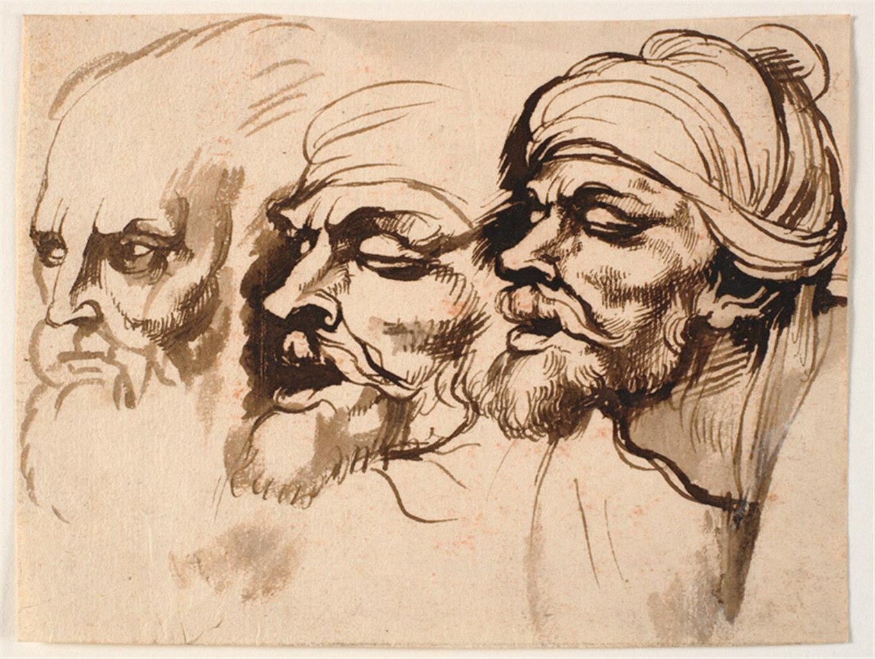 Drie mannenhoofden door Peter Paul Rubens