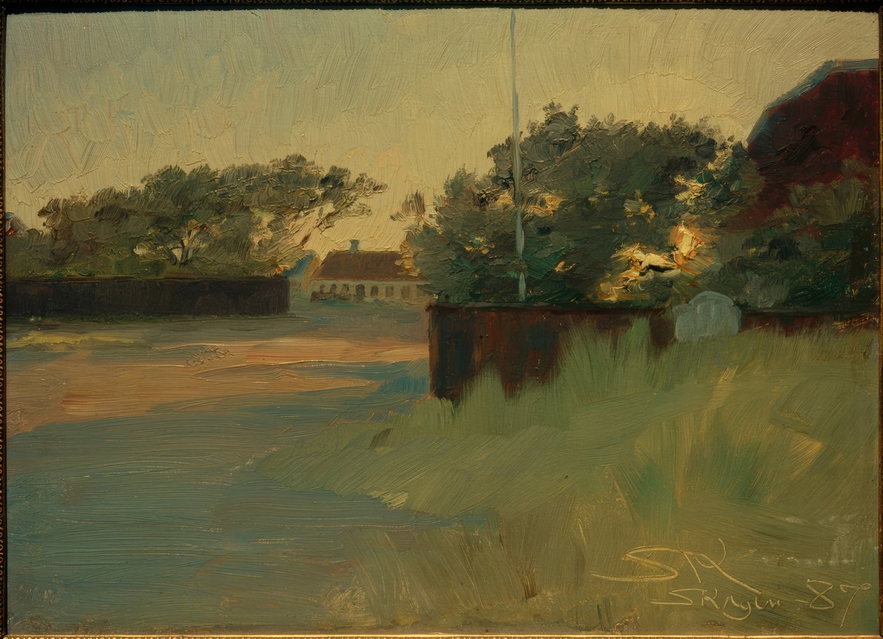 Uitzicht op Brödnums Tuin. Zonsondergang door Peder Severin Krøyer