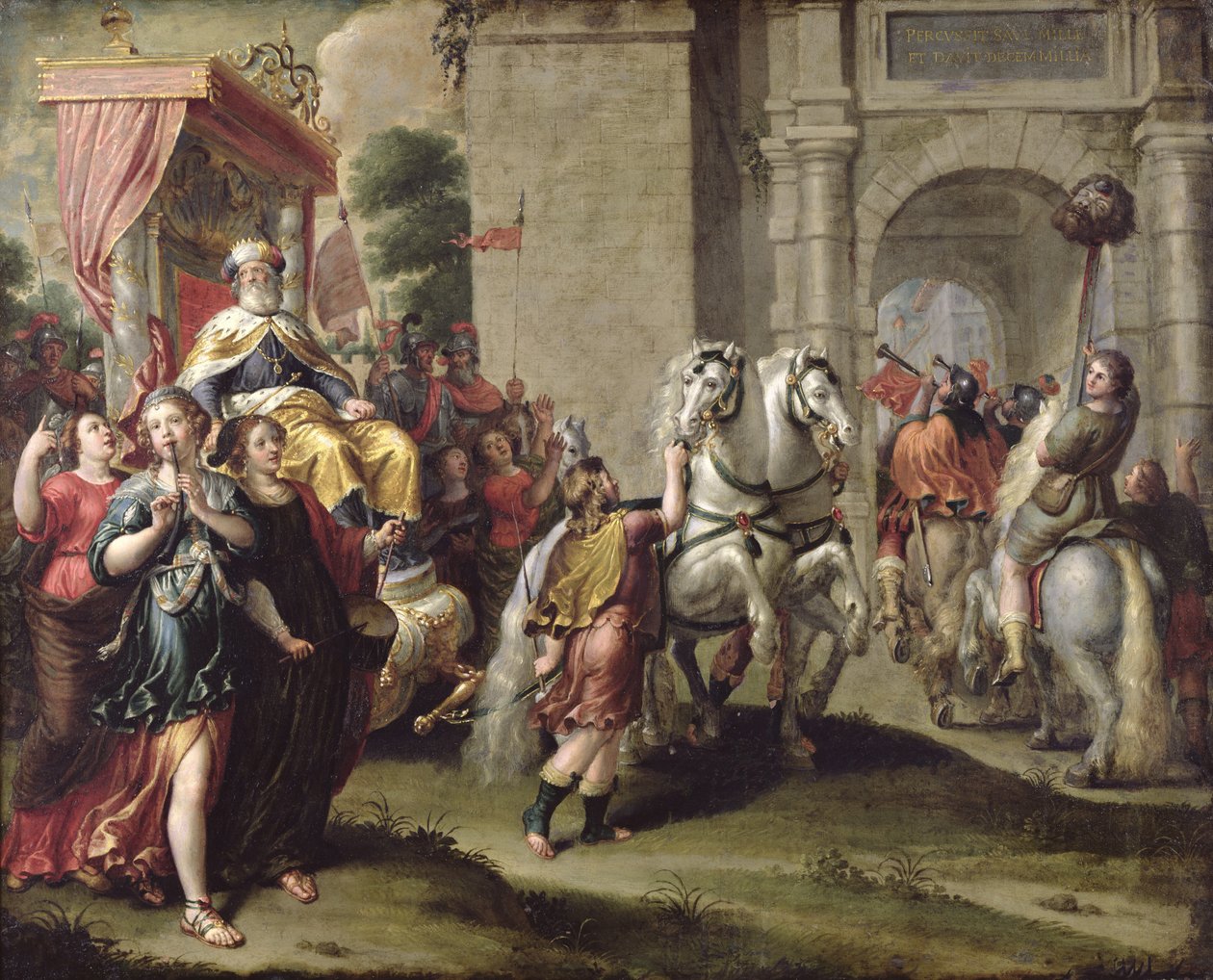 De Triomf van David, c.1690 door Peter van Lint