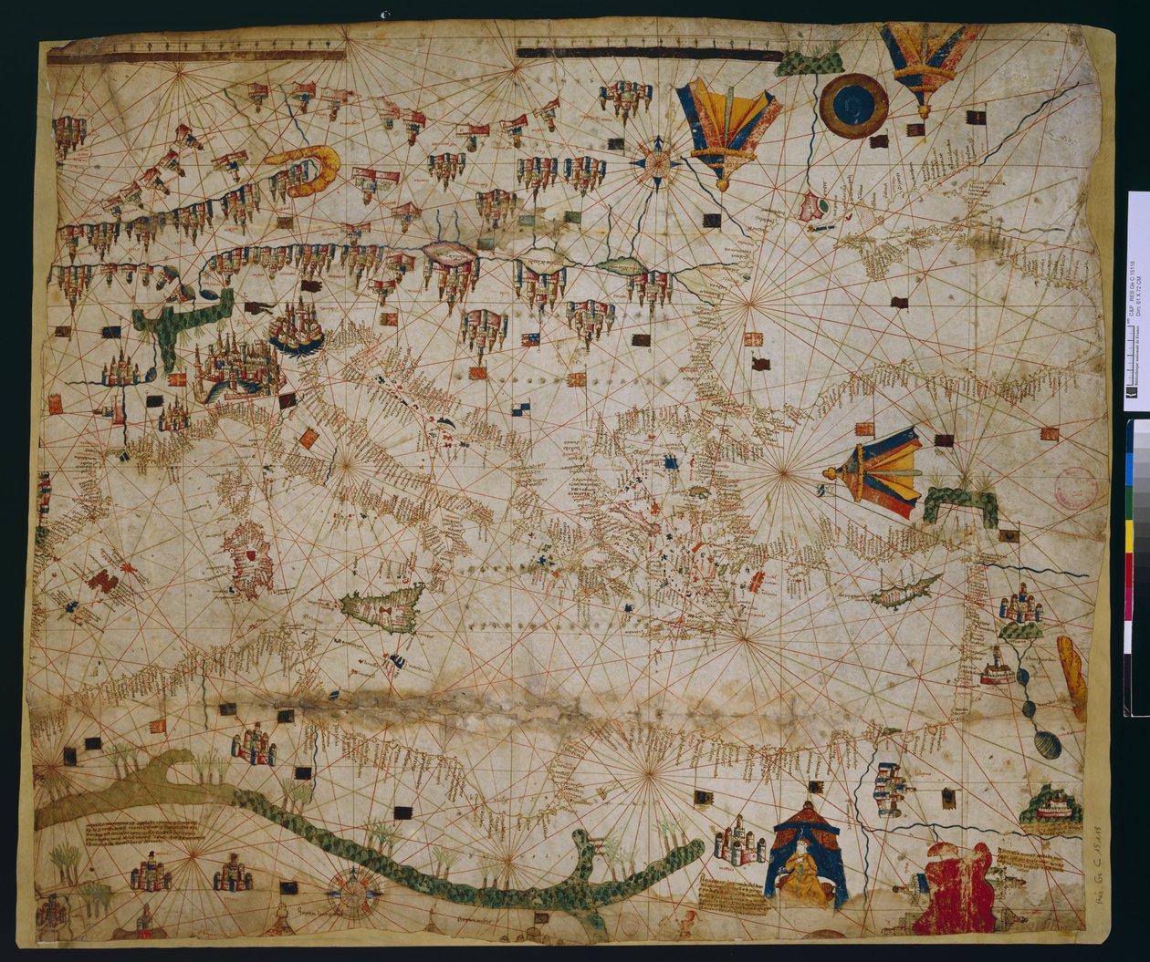 Zeemanskaart van de Middellandse Zee en de Zwarte Zee door Petrus Roselli