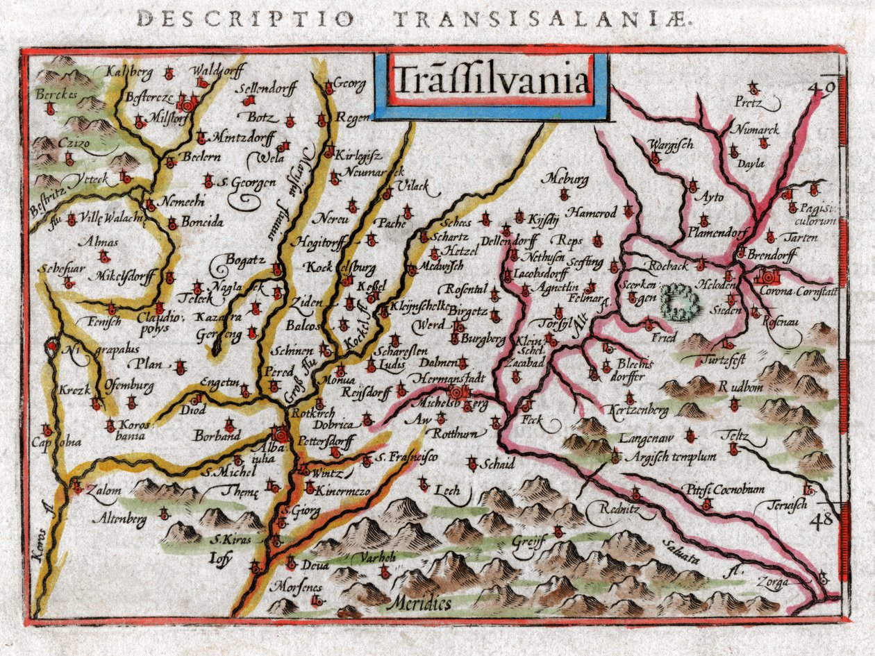 Kaart van Transsylvanië 1616 door Petrus Bertius