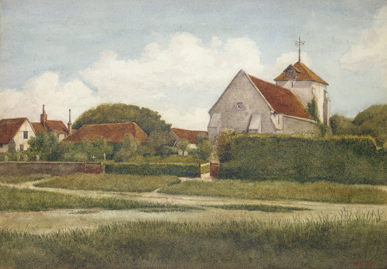 Het Dorpskerkje, 1891 door Philip Burne Jones