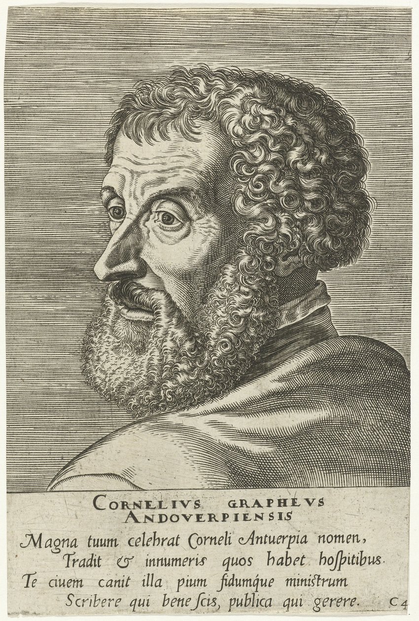 Gegraveerd portret van Cornelius Grapheus door Philip Galle