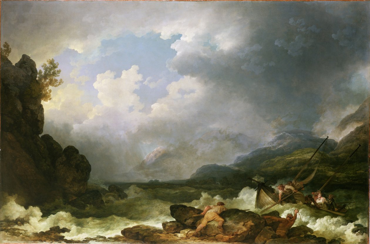 Belle Isle Windermere in een Storm door Philippe Jacques de Loutherbourg
