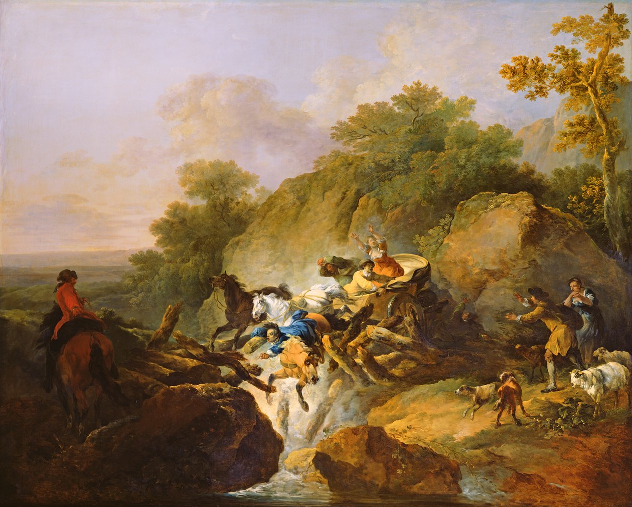 Instorting van een Houten Brug, ca. 1770 door Philippe Jacques de Loutherbourg