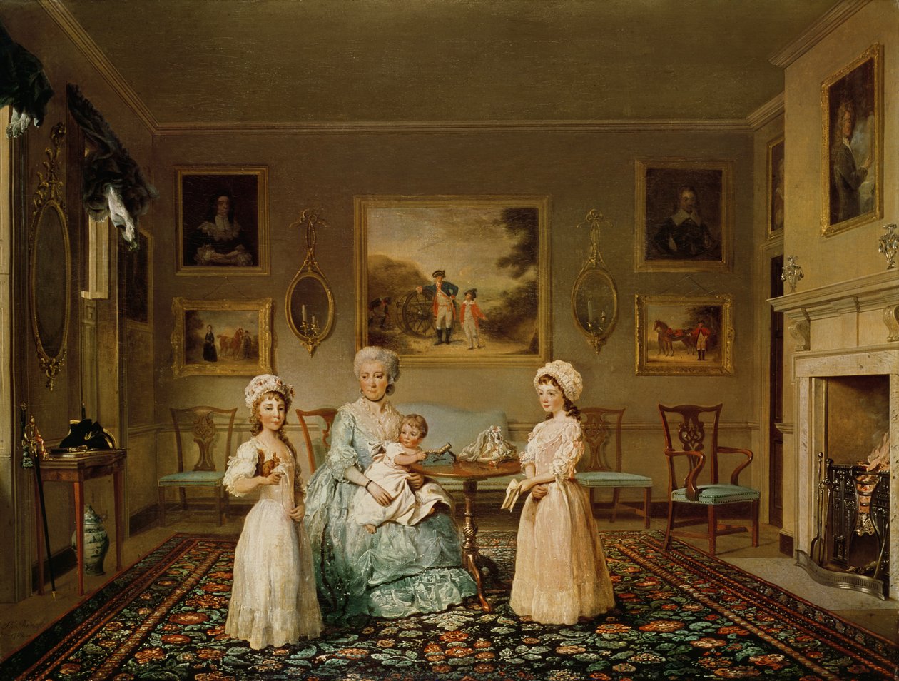 Mevrouw Congreve en haar kinderen in hun Londense salon, 1782 door Philip Reinagle