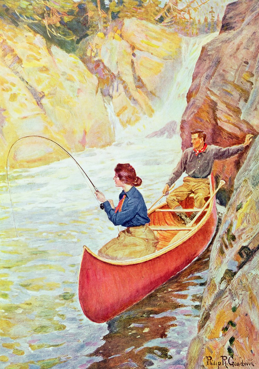 Koppel Vissen bij een Waterval door Philip Russell Goodwin