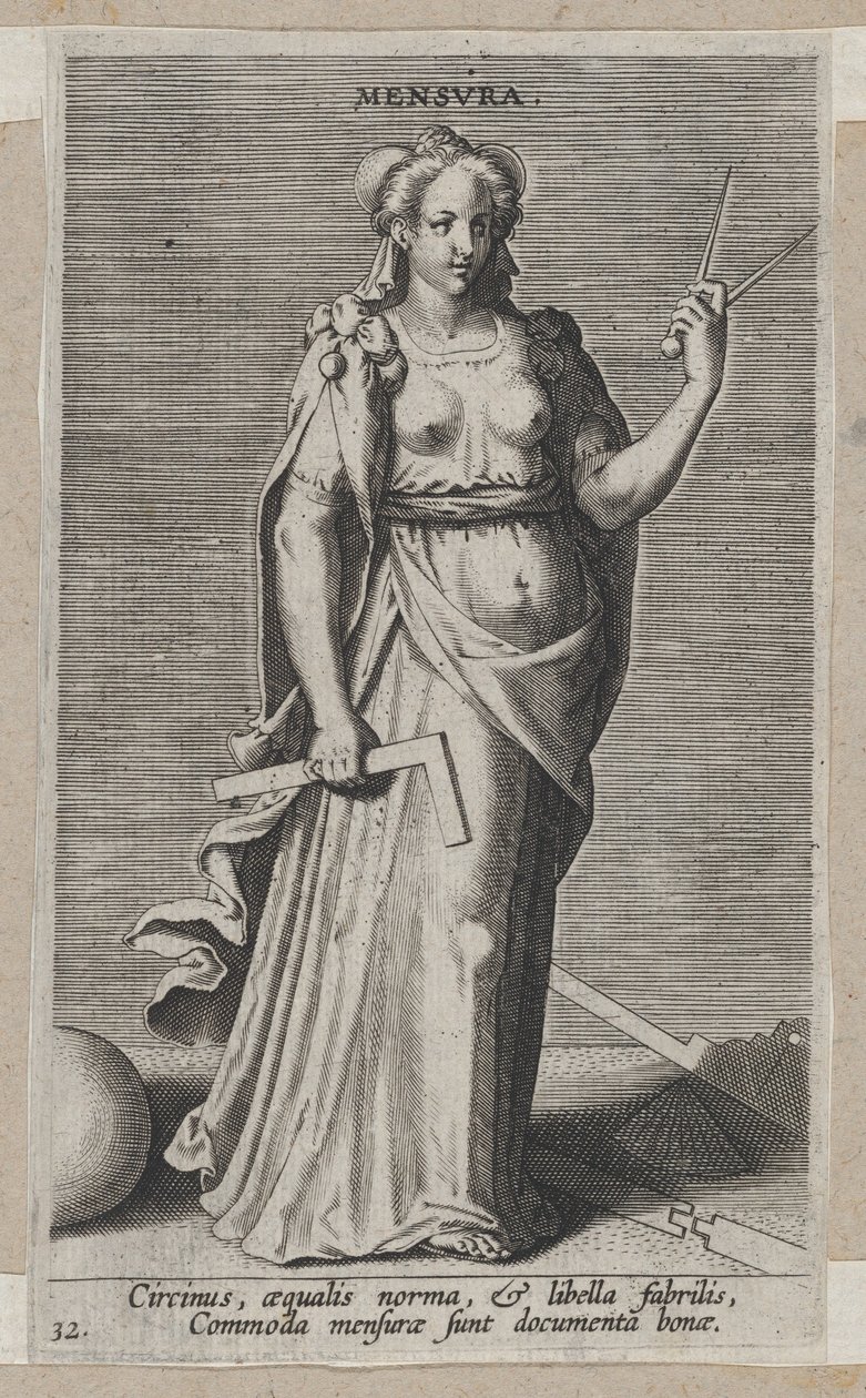 Mensura, uit Prosopographia, ca. 1585-1590 door Philip Galle