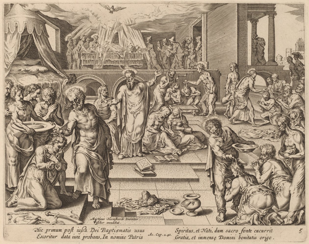 Velen worden Gedoopt door Philip Galle after Maerten van Heemskerck