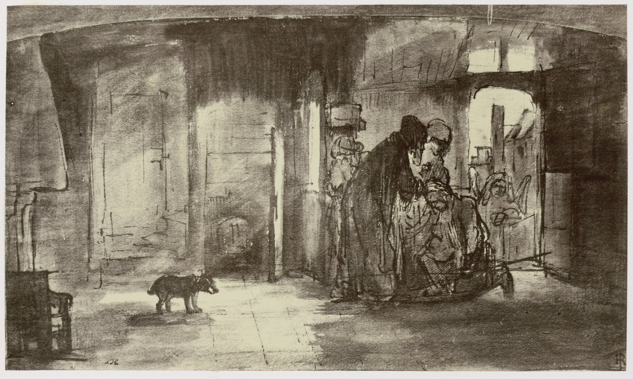Rembrandt, Tobit zegent Tobias door Philip Henry Delamotte