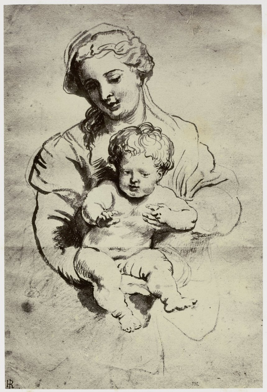 Rubens, zijn vrouw en kind door Philip Henry Delamotte