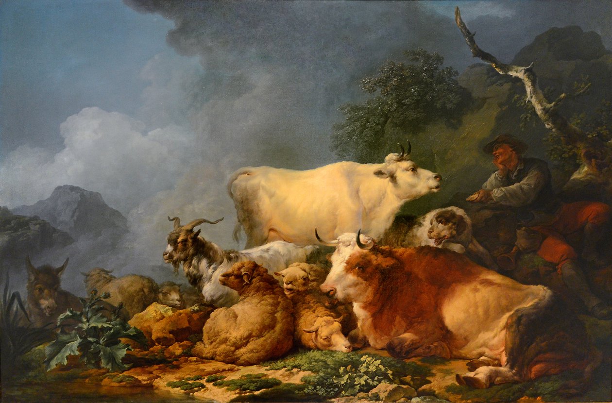 Landschap met dieren door Philip James de Loutherbourg