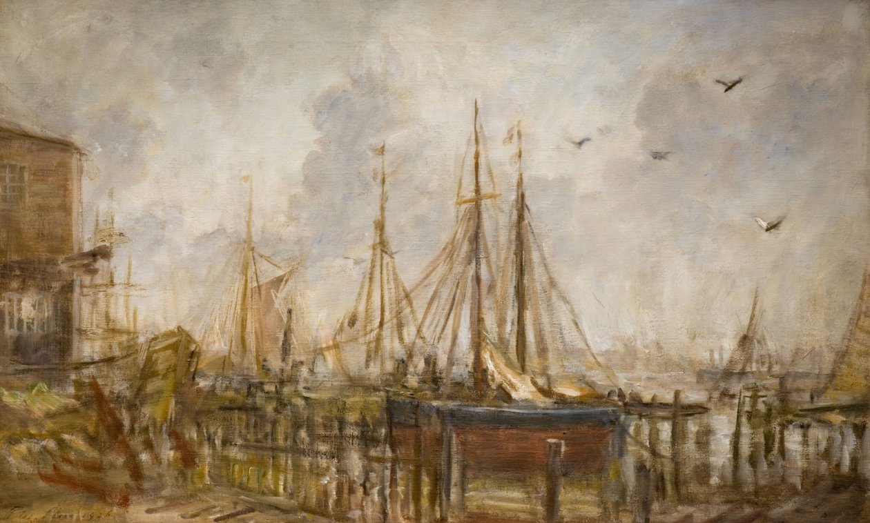 Een scheepswerf, Shoreham, Sussex, 1926 door Philip Wilson Steer