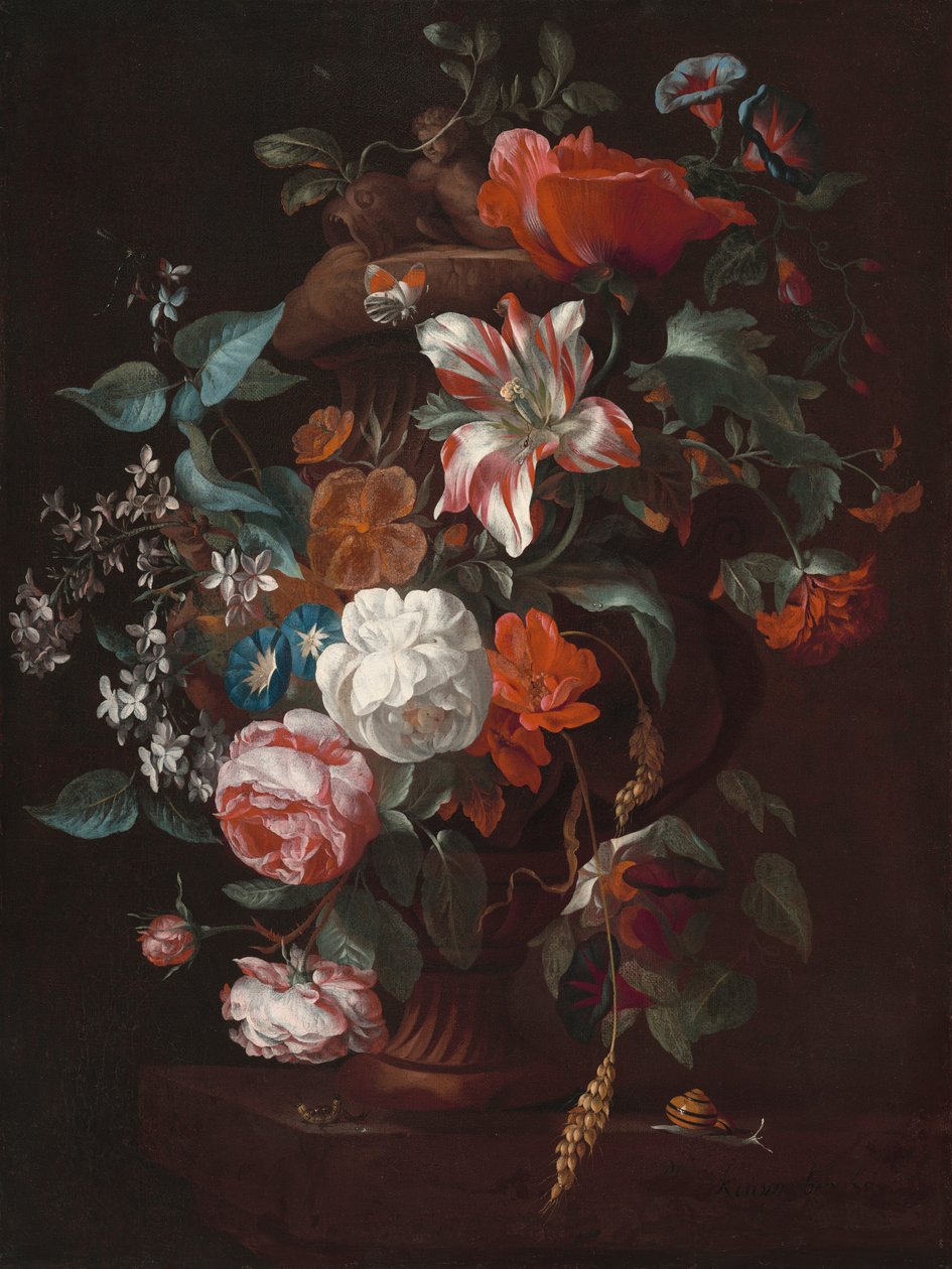 Bloemen in een Vaas door Philip van Kouwenbergh