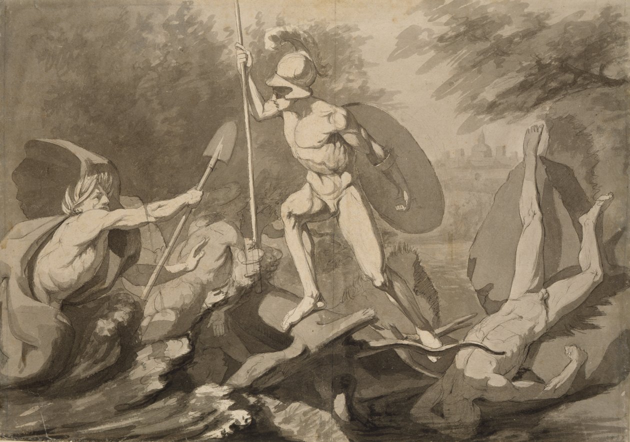 Gevecht van Achilles met de rivier Scamander door Philipp Otto Runge