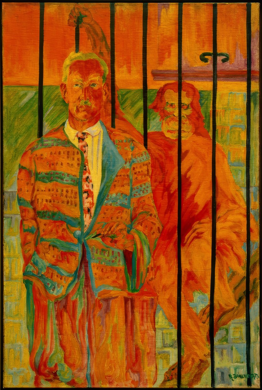 Zelfportret met orang-oetan door Philipp Bauknecht
