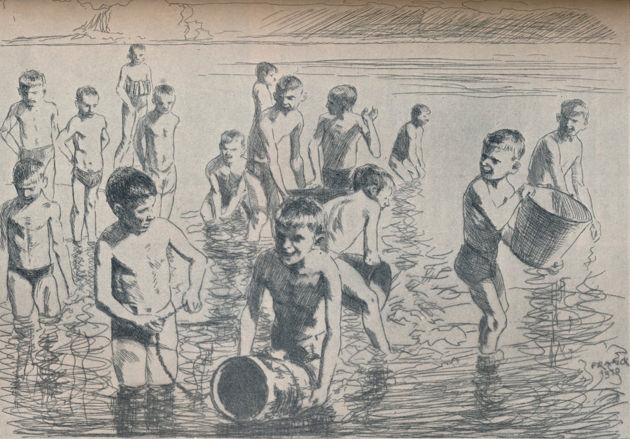 Jongens baden, ca. 1911 door Philipp Franck