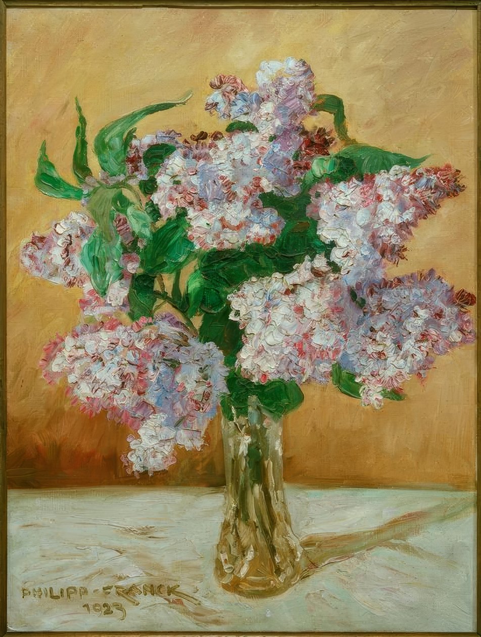 Syringa in een Glazen Vaas door Philipp Franck