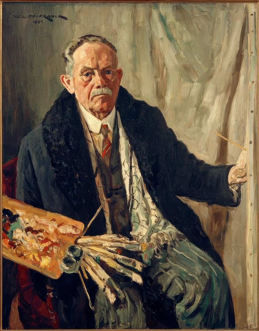Zelfportret in Mantel door Philipp Franck
