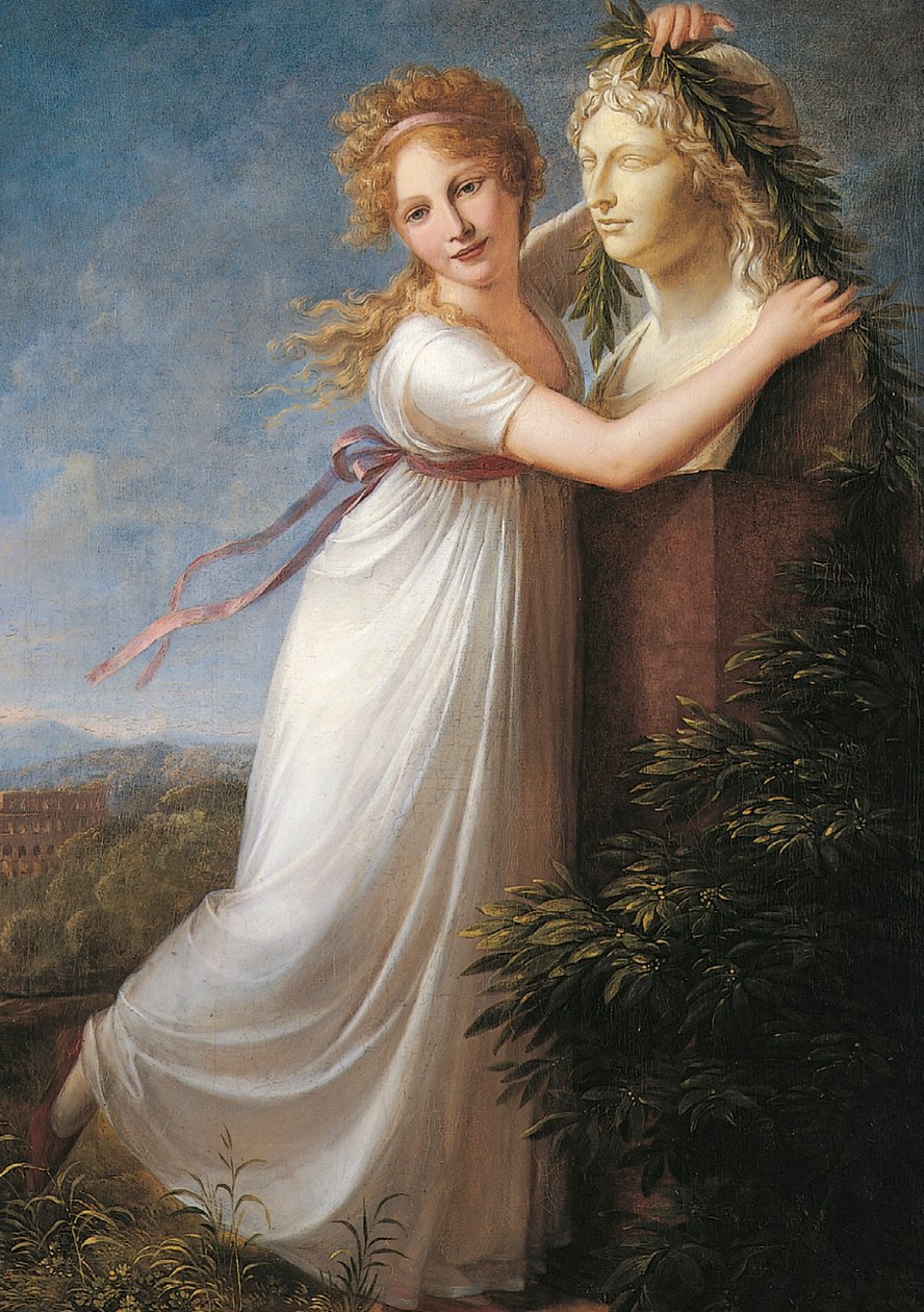Ida omkranst de buste van haar moeder door Philipp Friedrich von Hetsch