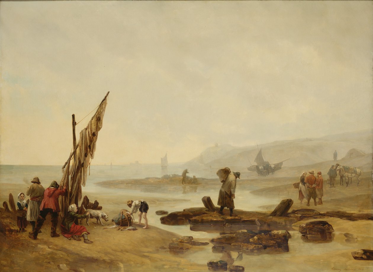 Uitzicht op Ambleteuse, 1854 door Philippe Auguste Jeanron