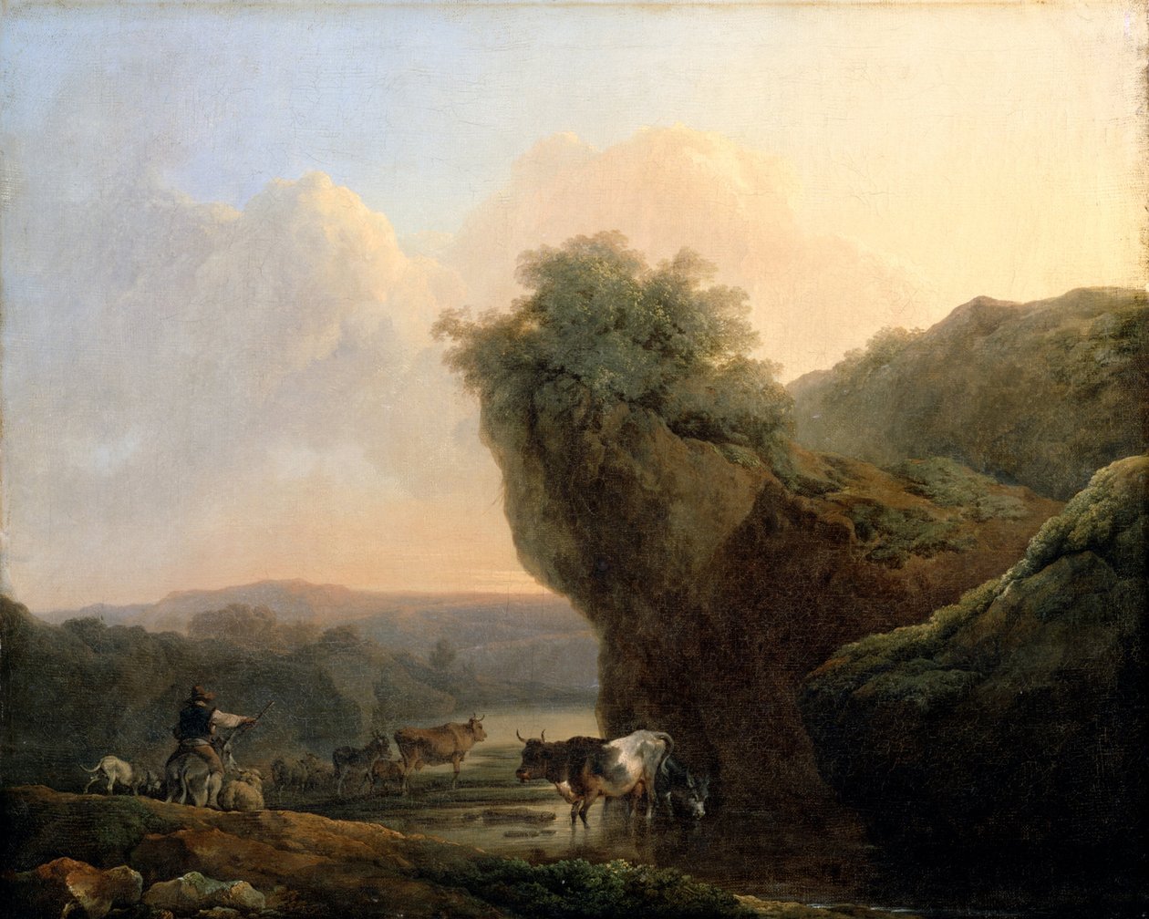 Landschap met vee door Philippe Jacques de Loutherbourg