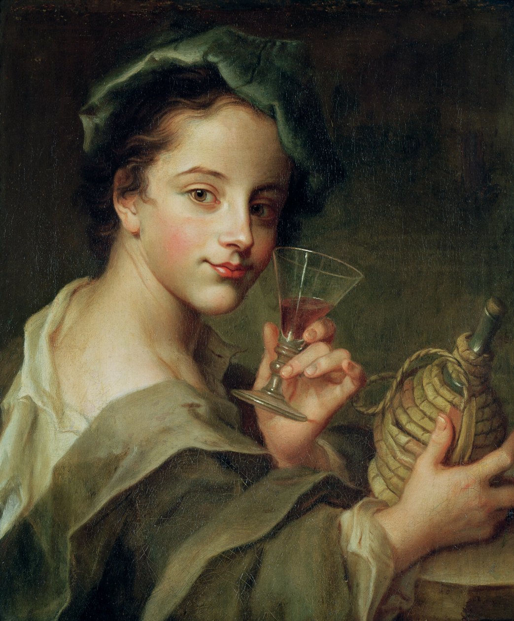Vrouw met een glas wijn door Philippe Mercier