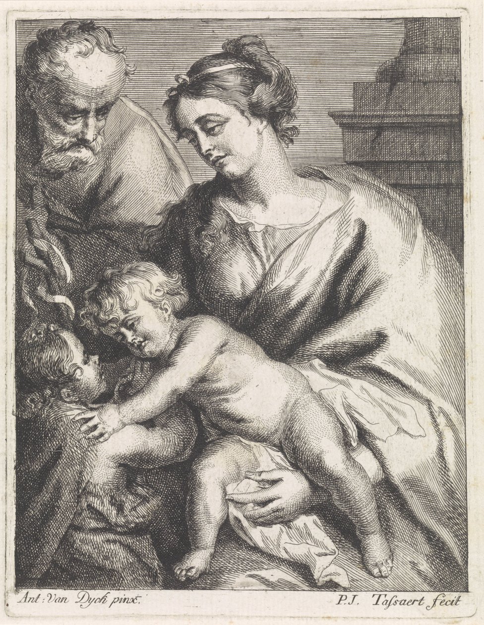 Heilige Familie met Johannes door Philippe Joseph Tassaert
