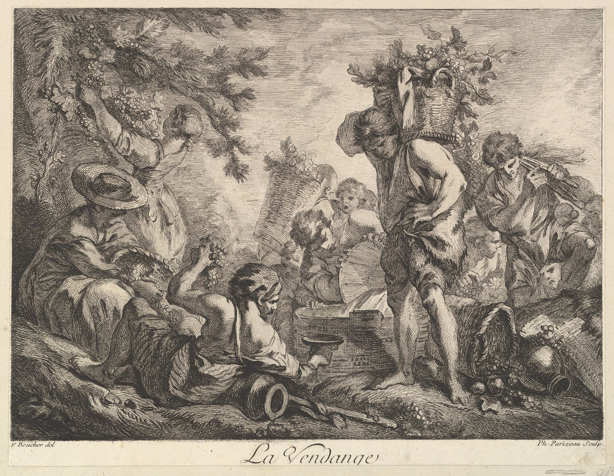 De druivenoogst door Philippe Louis Parizeau