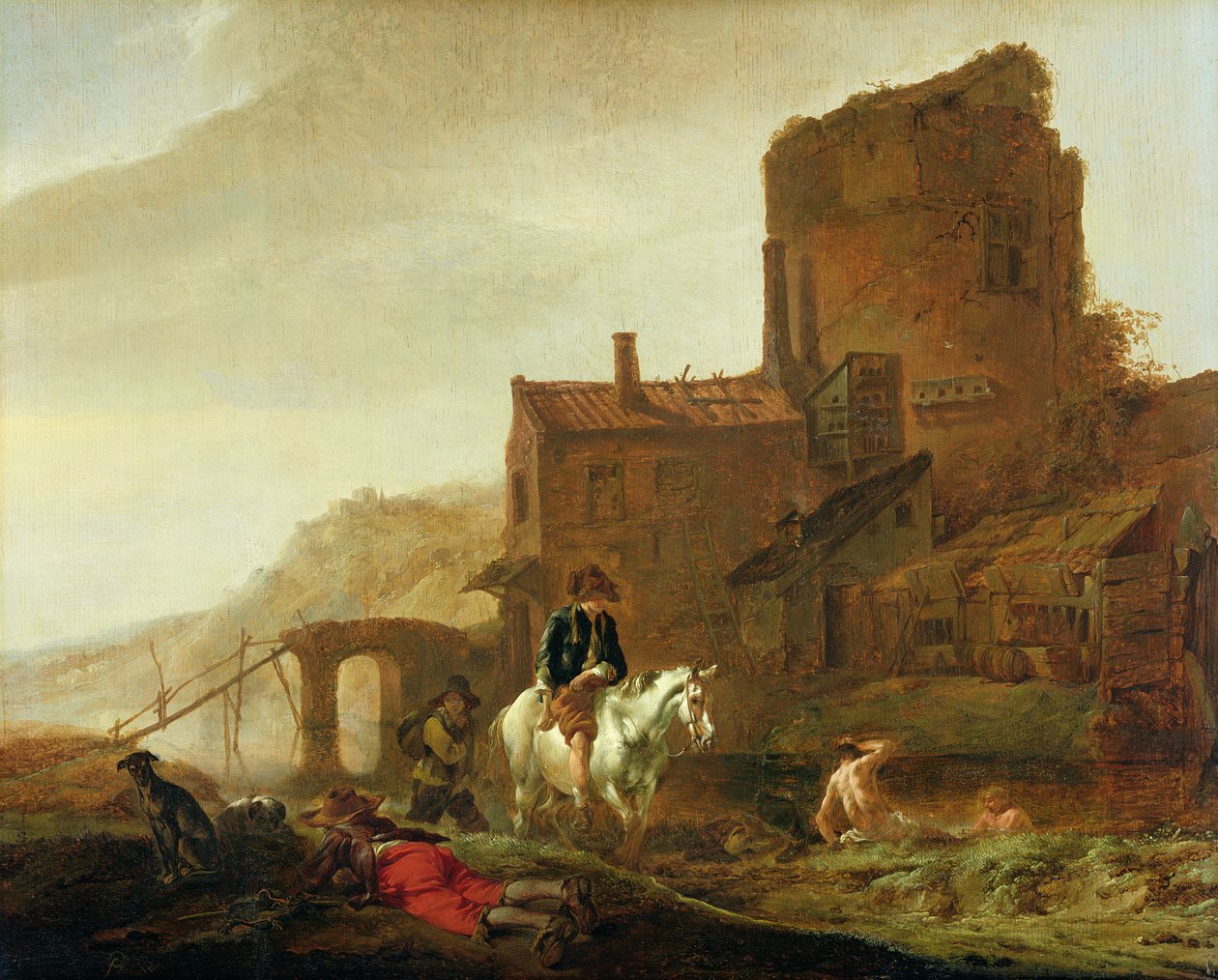 Ruiter en Bader door Philips Wouwerman