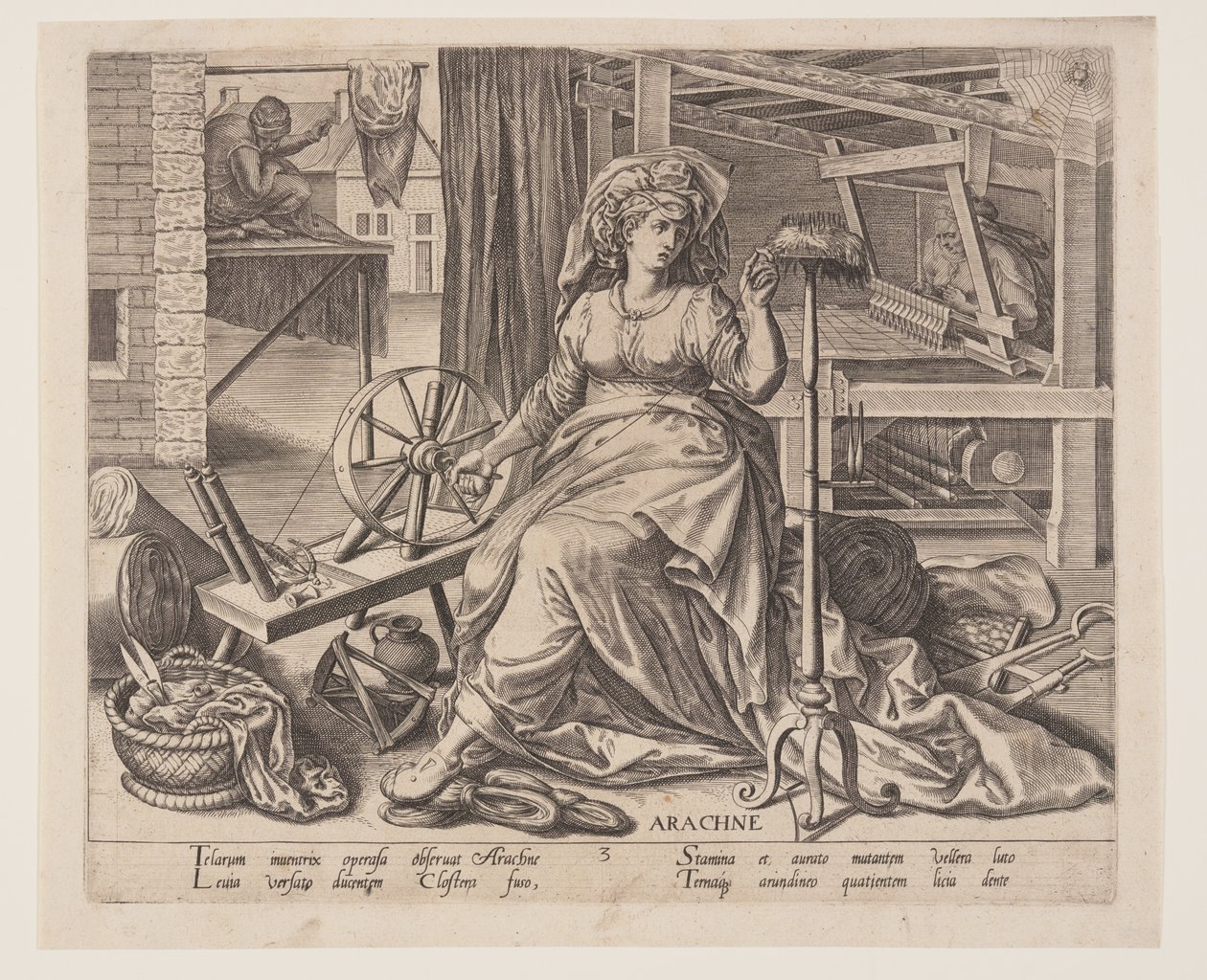 Arachne, van De beroepen door Philips Galle